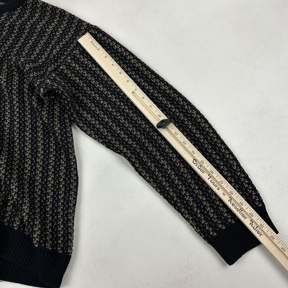 Jantzen Black Tan Crew Neck Sweater Grandpa Grunge 100% Acrylic Knit L/S Sz XL - Picture 2 of 7